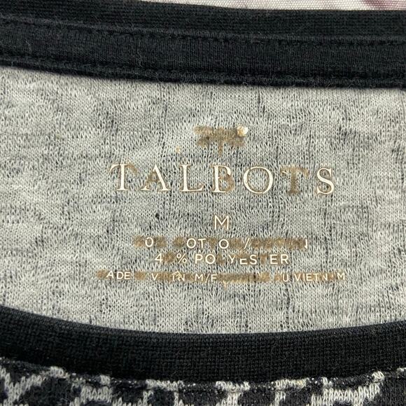 Talbots Sweater Womens M Animal Print 3/4 Sleeves Scoop Neck Cotton Blend - Picture 2 of 12